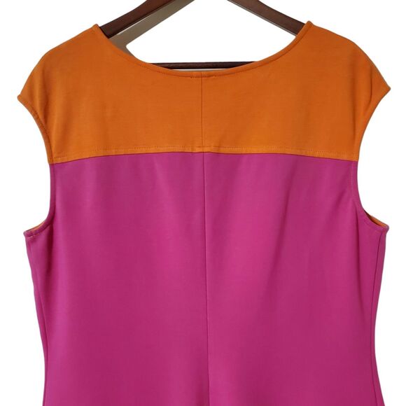 Talbots Colorblock Sheath Dress Size 16 Pink Orange Sleeveless Stretch Womens - Picture 4 of 8